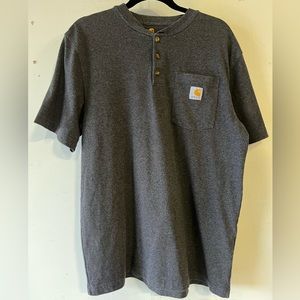 Loose fit heavyweight short sleeved pocket henley T-Shirt